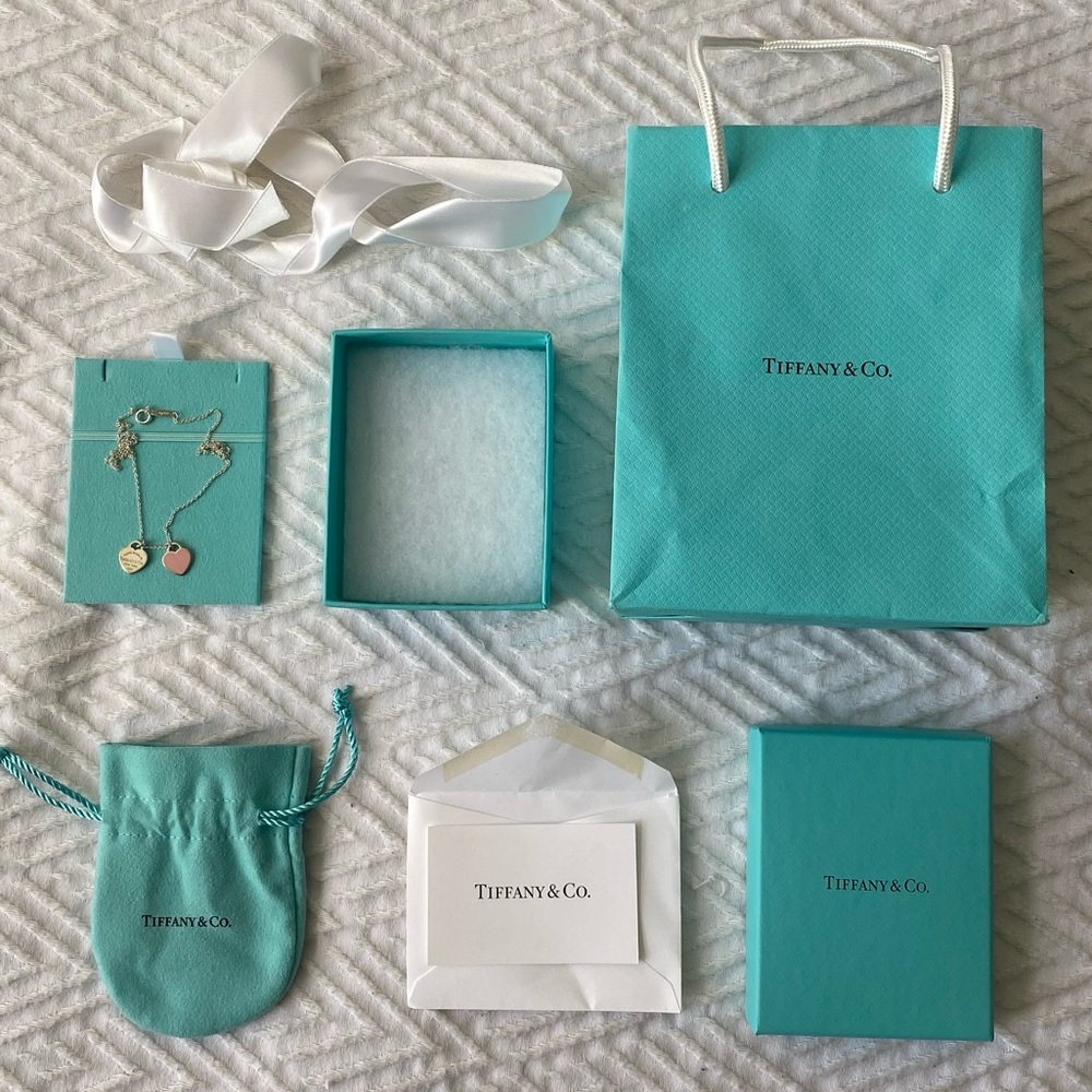 Tiffany and Co Return To Mini Pink Double Hearts Necklace  Authentic